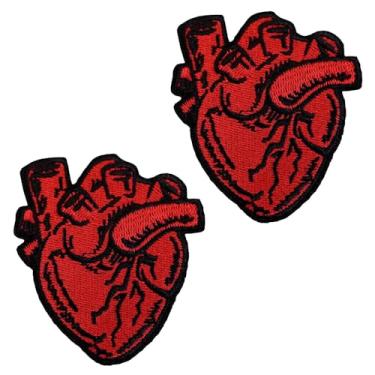 Imagem de 2 remendos táticos bordados de raios-X de coração, apliques totalmente bordados, laço tático e gancho de bandeira militar para mochilas, roupas, jaqueta, colete, bolsas, jeans, bonés, chapéus etc
