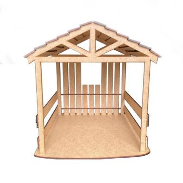 Imagem de Casinha Presépio Decoração Natal Manjedoura Mdf 32,5 cm - Artpical