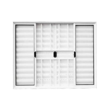 Imagem de Veneziana 6 Folhas 100x100 C/Grade Branco  - Jr esquadrias preço justo