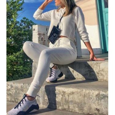 Imagem de Conjunto Feminino Cropped e Calça Joguer, em Moletom Outono Inverno - 