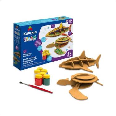 Imagem de Steam Quebra-Cabeça Xalingo 3D Animais Marinhos para Colorir +4 anos c