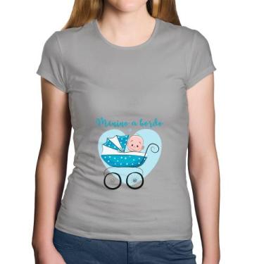 Imagem de Baby Look Algodão Menino a bordo - Foca na Moda, Cinza, M