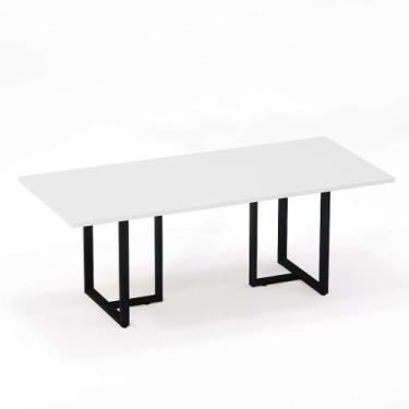 Imagem de Mesa de Reunião Retangular Tubular P25 Pandin 2,0 M Cinza e Preto