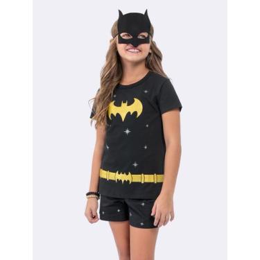 Imagem de Pijama Manga Curta Infantil Batgirl com Máscara e Glitter - Veggi, Pre
