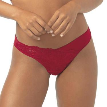 Imagem de Calcinha Transpassada DeMillus 53355 Com Renda, Carmim, EG