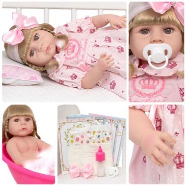 Imagem de Bebe Reborn Abigail Loira Realista Pode Dar Banho Barata - Cegonha Reb