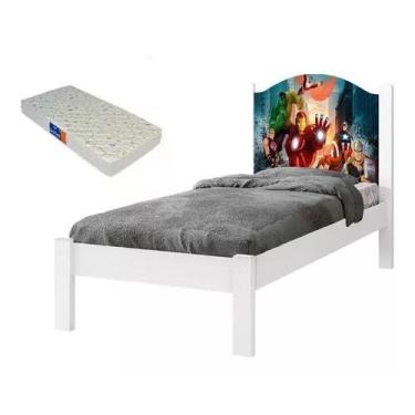 Imagem de Cama Solteiro  Adesivada Feras 100% Mdf - Extrado Madeira + Colchão So