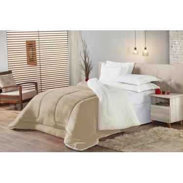 Imagem de Coberdrom Edredom Sherpa solteiro Pele de Carneiro Cáqui - Casa Home