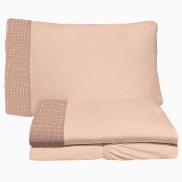 Imagem de Jogo de Lençol 3 Peças Mini Cama Malha 100% Algodão Quadrados 04 Nude 
