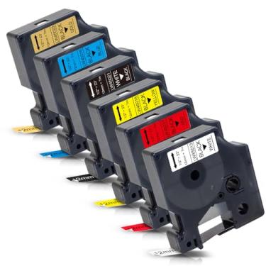 Imagem de Labelwell Pacote com 6 peças de substituição para fita adesiva Dymo D1 45013 45016 45017 45018 45021 45023 Refil Colorpop para LabelManager 160 280 210D 360D 420P 450D 450P 450DUO PnP Label Maker, 1/2