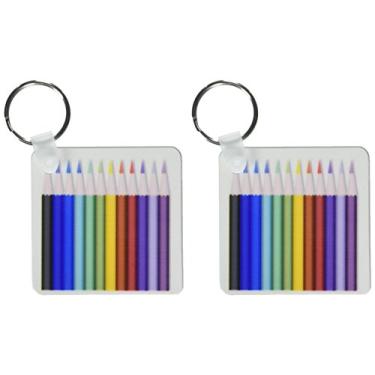 Imagem de 3dRose Lápis de cor todos forrados - chaveiros, 5,7 x 11,4 cm, conjunto de 2 (kc_109004_1)
