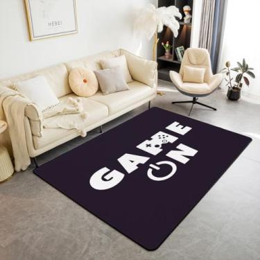 Imagem de Tapete decorativo para gamer, tapetes de videogame para sala de estar, quarto, preto e branco, tapete lavável, tapete de entrada, decoração, cozinha, sala de estar