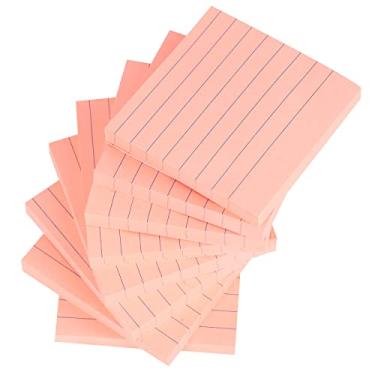 Imagem de Vanpad Blocos autoadesivos pautados rosa brilhante, fácil de colocar para casa, escritório, caderno, 8 blocos/pacote