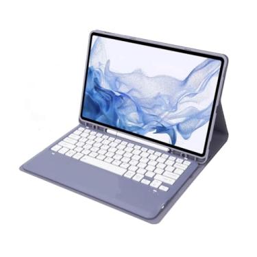 Imagem de Capa Para Tablet Com Teclado Bluetooth Para Samsung Tab S8 Ultra 14, 6 Polegadas (Cinza Lavanda, Teclado de toque)