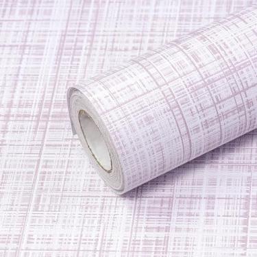 Imagem de Qianglive Papel de parede rosa claro para descascar e colar 43 cm x 300 cm tecido em relevo texturizado papel de contato pano de grama removível papel de parede de vinil autoadesivo para banheiro