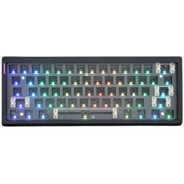 Imagem de Cmokifuly GMK61 Kit de teclado mecânico 60% trimodo, LED RGB virado para o sul para interruptores de 3/5 pinos, soquete Hotswap de 61 teclas, placa de vedação PCB, kit de teclado para jogos DIY (preto