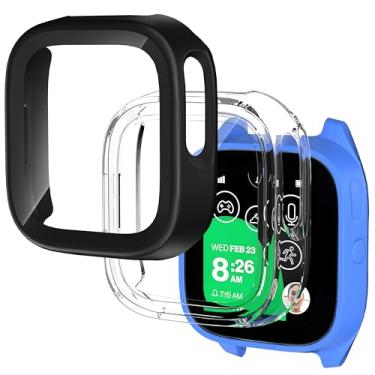 Imagem de Kuaguozhe [Pacote com 2 protetores de tela compatíveis com Gizmo Watch 3 Adventure para crianças, capa protetora geral de policarbonato rígido de vidro temperado, preto + transparente