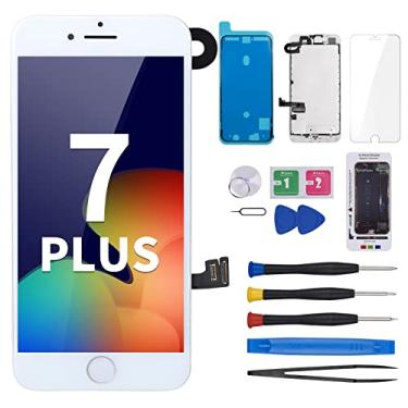 Imagem de CYKJGS Substituição de tela para iPhone 7 Plus com botão Home 14.0 cm Branco 7Plus Display LCD Digitalizador Montagem Completa Kits de Reparo com Câmera Frontal Flex Fone de Ouvido Sensor Sensor