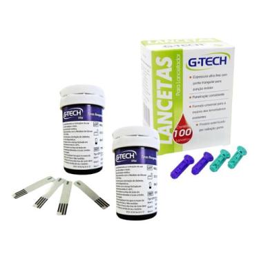 Imagem de 100 Tiras De Glicemia Compatível com Aparelho G-tech Vita + 100 Lancet