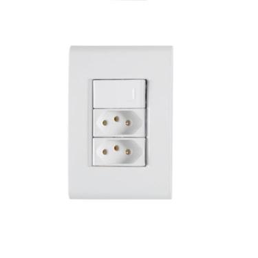 Imagem de Conjunto Interruptor Simples + 2 Tomada 2P+T 20A 4x2 Tramontina Liz
