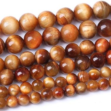 Imagem de 8 mm cores quentes de sol olho de tigre contas redondas soltas contas naturais pedras de energia de cristal para fazer joias, colar de pulseira faça você mesmo