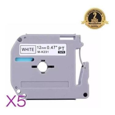 Imagem de Kit 5 Fita Compatível Brother M231 Mk231 T 12Mm Pt 80 70 90 - Geral