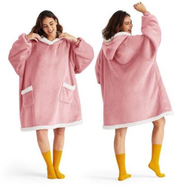 Imagem de Manta com Capuz Bedsure Mellow Rose - Tamanho S - Adultos e Crianças
