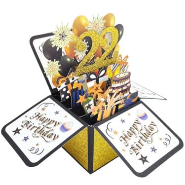 Imagem de Asmallgf Cartão 3D legal de aniversário de 22 anos para ele, presente romântico de aniversário de 22 anos, decorações para namorado, namorada, caixa de dinheiro de 22 anos