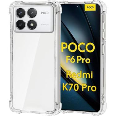 Imagem de USTIYA Capa para Poco F6 Pro/Redmi K70/Pro Uso Resistente, Bumper Absorção Choques em TPU Transparente Protector Câmera Espessamento nas Quatro Pontas da Carcasa