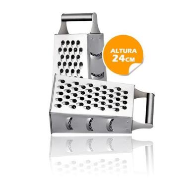 Imagem de Kit 2 raladores aço inox 24cm 4 faces - legumes queijo vegetais frutas