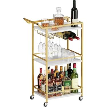 Imagem de LOTEYIKE Carrinho De Bar De 3 Níveis, Mini Carrinho Utilitário Para Bebidas Alcoólicas Para Jantares Com Vinho, Carrinho Para Servir Bebidas Com Café E Vinho Com Rodas Com Trava Para Bares De Cozinh