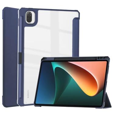 Imagem de Zrengp Capa para tablet inteligente Xiaomi Pad 5/5 Pro 11 polegadas (versão 2021), capa de couro leve com suporte fólio com suporte para caneta stylus para Xiao Mi Pad 5 Pro 5G 11 polegadas (GD-azul