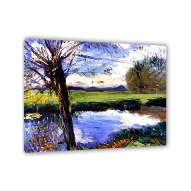 Imagem de FLUCK famosas pinturas a óleo reprodução, margem do rio, perto de Oxford pinturas a óleo grandes e modernas galeria de paisagens envolvidas obras de arte giclée60 x 70 cm (24 x 28 pol) moldura interna