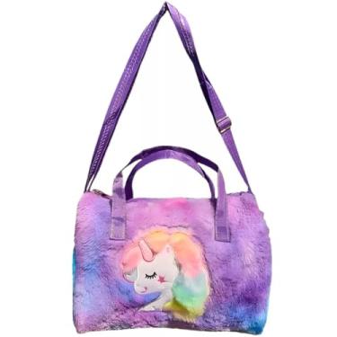 Imagem de Bolsa Infantil Unicórnio, Tie Dye Pelúcia Com Alça Transversal