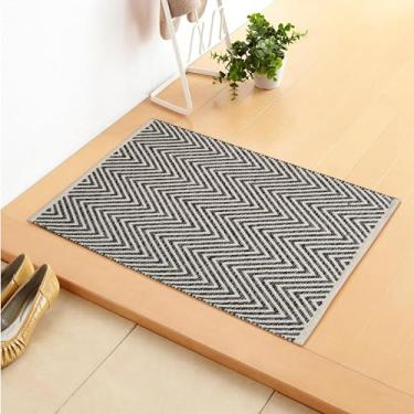 Imagem de THE BEER VALLEY Chevron Tapete tecido à mão, 60 cm x 7 cm - Carvão, tapetes laváveis para cozinha, pátio, entrada | Tapetes de banheiro espinha de peixe para quarto de crianças, sala de jogos - 61 x