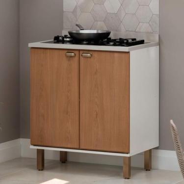 Imagem de Armário Balcão 80cm 2 portas com Pés 1529 Linha Atria Genialflex, Bran