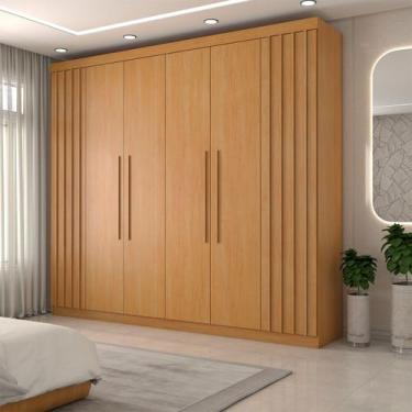Imagem de Guarda-Roupa Casal Rúbeo 6 Portas 3 Gavetas Ripado Cinamomo - Panorama