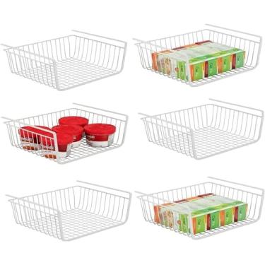 Imagem de Ankuce Pacote Com 6 Cestos Para Pendurar Sob A Prateleira, Organizador De Armário Cozinha, Prateleiras Deslizantes O Arame Balcão, Despensa, Mesa, Estante, Branca
