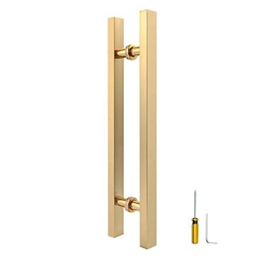 Imagem de Maçaneta moderna de porta de pressão de tubo quadrado de aço inoxidável 304/maçaneta de porta de celeiro/puxadores de vidro, maçaneta moderna de porta de correr de dupla face, maçaneta de porta de