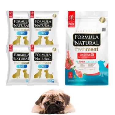 Imagem de Fórmula Natural Fresh Meat Sensitive Sabor Cordeiro Kit Com 4 Pacotes 