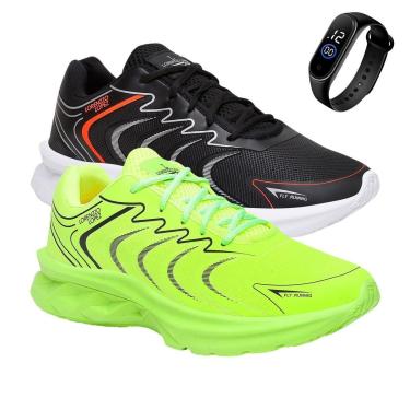 Imagem de Kit 2 Tênis Masculino Caminhada Academia Treino Resistente + Relógio-Masculino