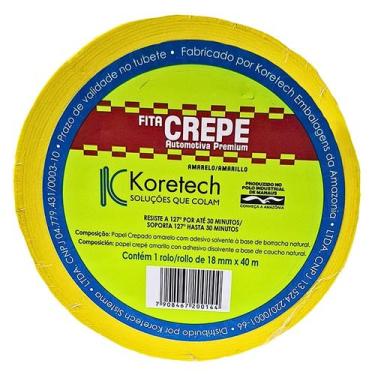Imagem de Fita Crepe Automotiva Premium 18mmx40m Amarela Alta Resistência Térmic