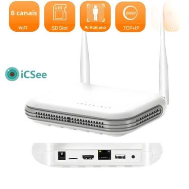 Imagem de NVR WiFi 8CH Mini - Gravador de Vídeo em Rede 3MP/5MP H.265 com Detecç