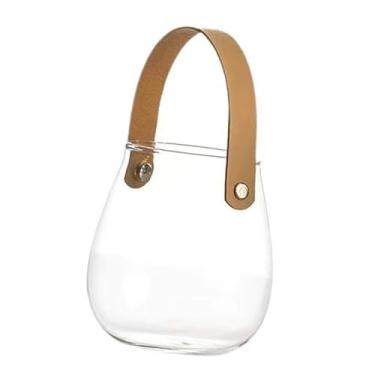 Imagem de Ioensy Jarra de armazenamento de vidro Organizador exclusivo de copo portátil Vaso de vaso de flores para plantas internas Plantas de cozinha mesa de mesa de, Grande