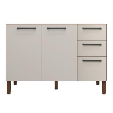 Imagem de Balcão com Tampo e 2 Portas Riga Nogueira Off White