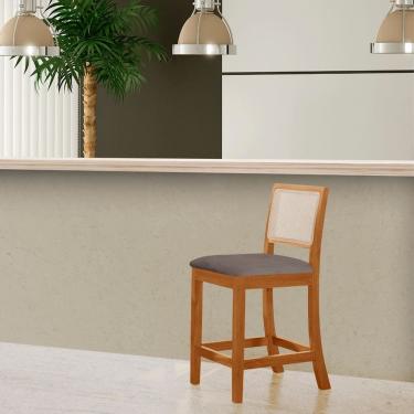 Imagem de Banqueta Estofada Com Encosto Média Para ILha Bar Cozinha Area Gourmet Rubi