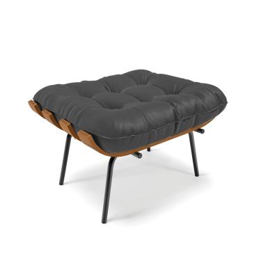 Imagem de Puff Costela Corino Preto Base Metálica Preto - D'Rossi