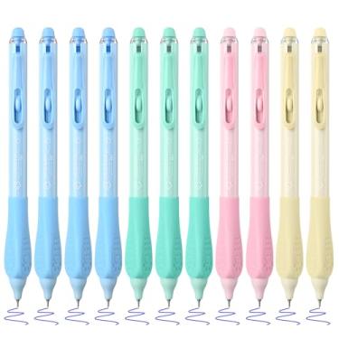 Imagem de BAYTORY 11 canetas de gel apagáveis de ponta fina, caneta estética retrátil apagável silenciosa de 0,5 mm, aderência confortável para planejador de escrita suave e material escolar (tinta azul)