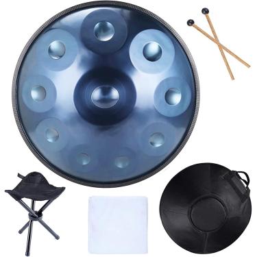Imagem de Handpan Portátil Hand Pan Steel Tongue Drum 9 10 12 14 Notas Instrumento De Percussão Com Bolsa De Transporte Para Iniciantes Cura Pelo Som, Meditação Pessoal, Gold, 9Notes