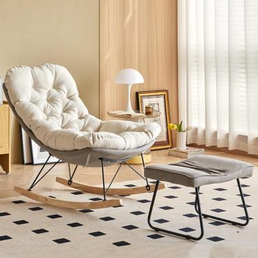 Imagem de Cadeiras De Balanço Reclináveis Para Adultos Com Apoio Para Os Pés, Almofada Macia Engrossada Em Conformidade Com A Curvatura Humana, Macia E Flexível, Adequada Para Sala De, Light Gray